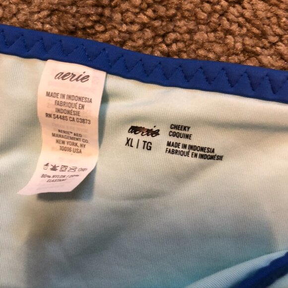 NEW NWT AERIE AMERICAN EAGLE Light Blue Cheeky Tie Side String Bikini Bottom XL - Picture 8 of 12